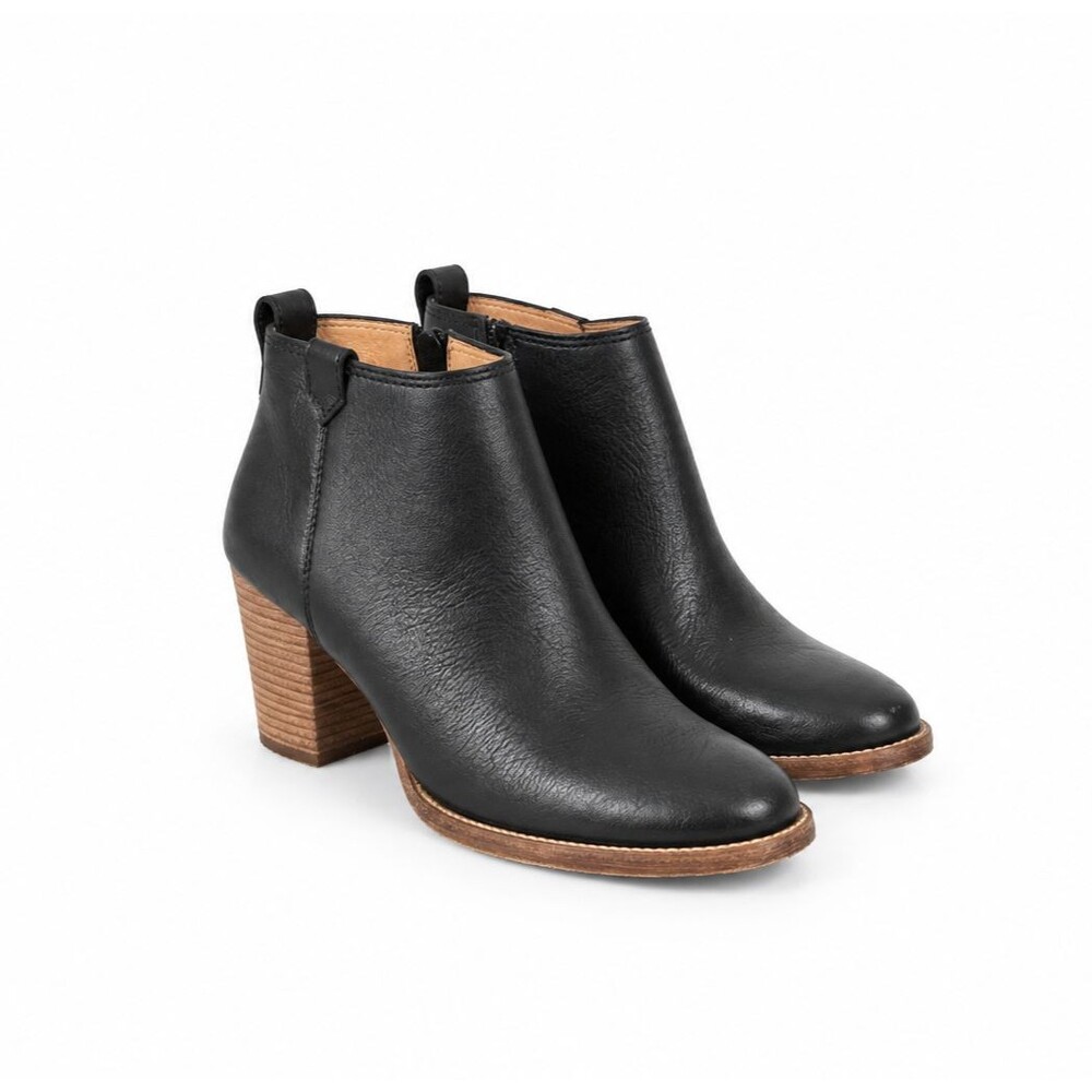 Madewell Black Leather Ankle Booties Block Heel Made Brazil Womens Size 7.5